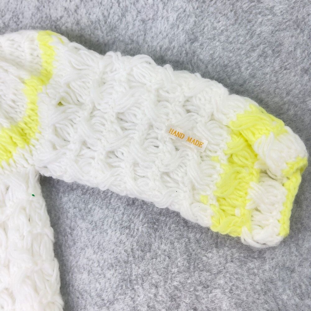 Vintage Handmade Yellow White Knit Baby Set Outfit Dress  Booties Bonnet Doll - Picture 11 of 14